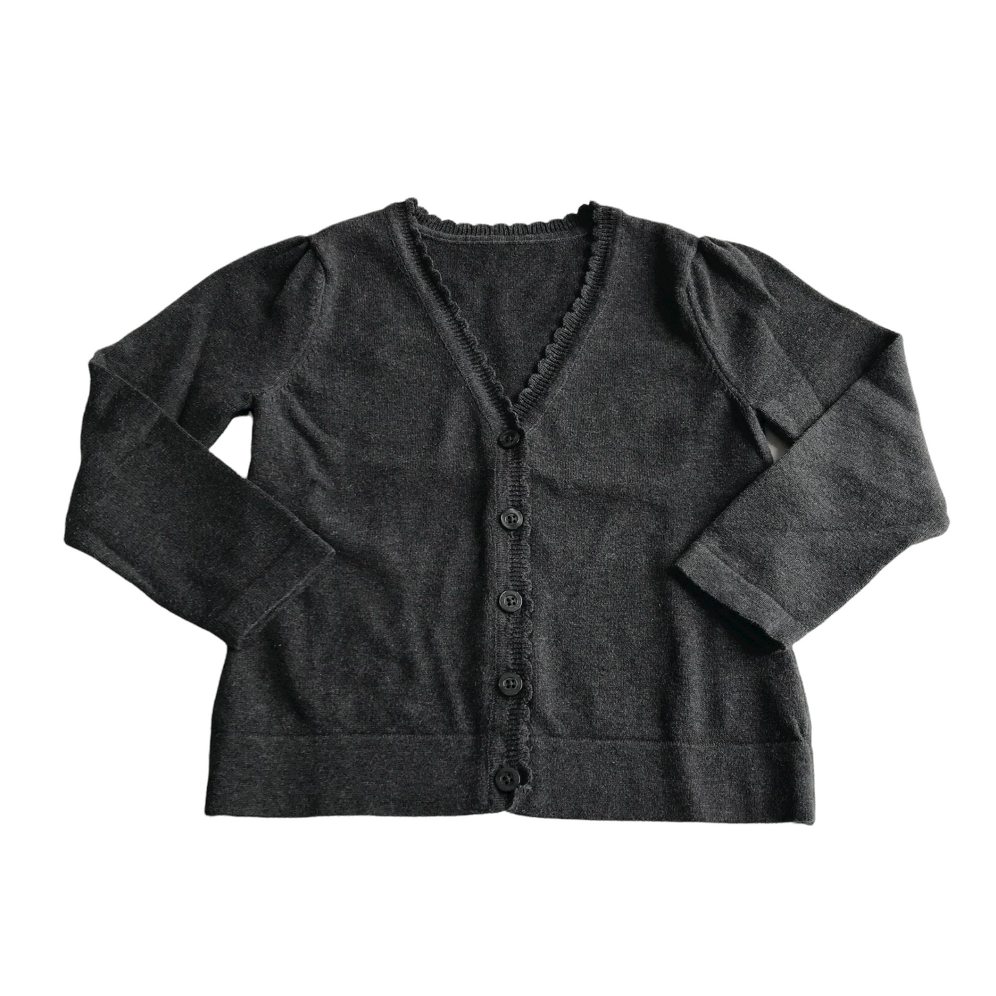 Dark grey scallop neck school cardigan