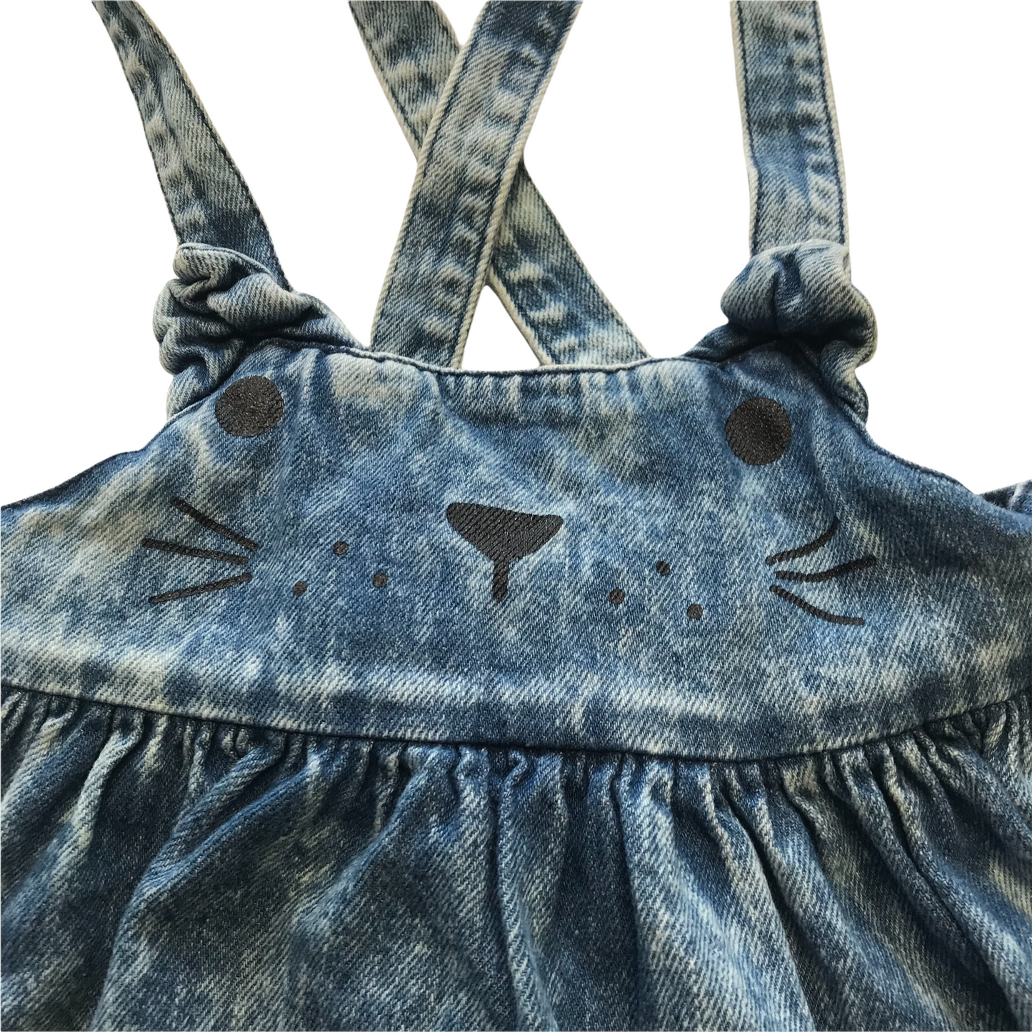 Next Denim Bunny Face Dungaree Dress Age 4
