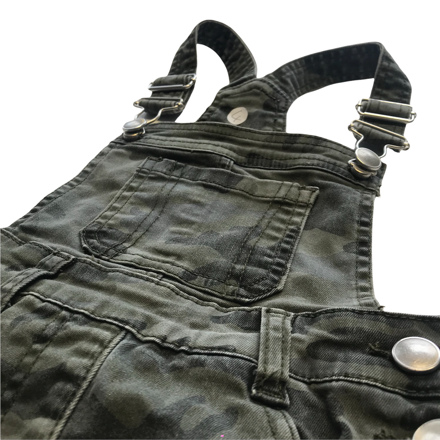 George Greyish Green Camo Dungaree Dress Age 4