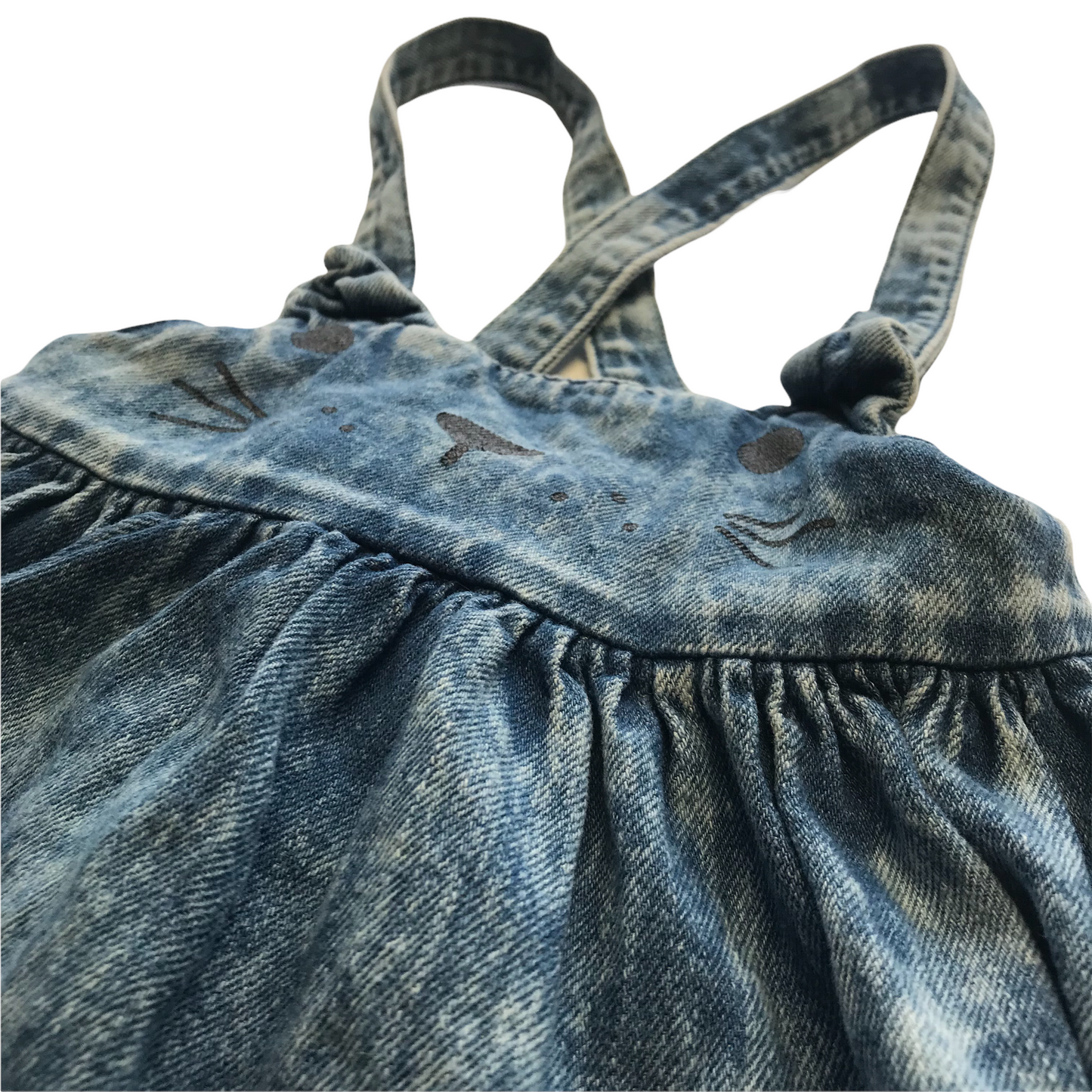 Next Denim Bunny Face Dungaree Dress Age 4