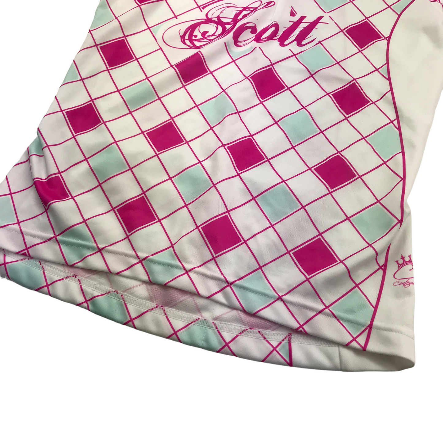 Scott White and Pink Checked Short Sleeve Cycling Sports Top Women's Size S