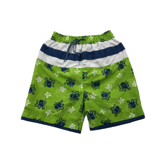 Mini Mode Green and Navy Octopus Swim Trunks Age 4