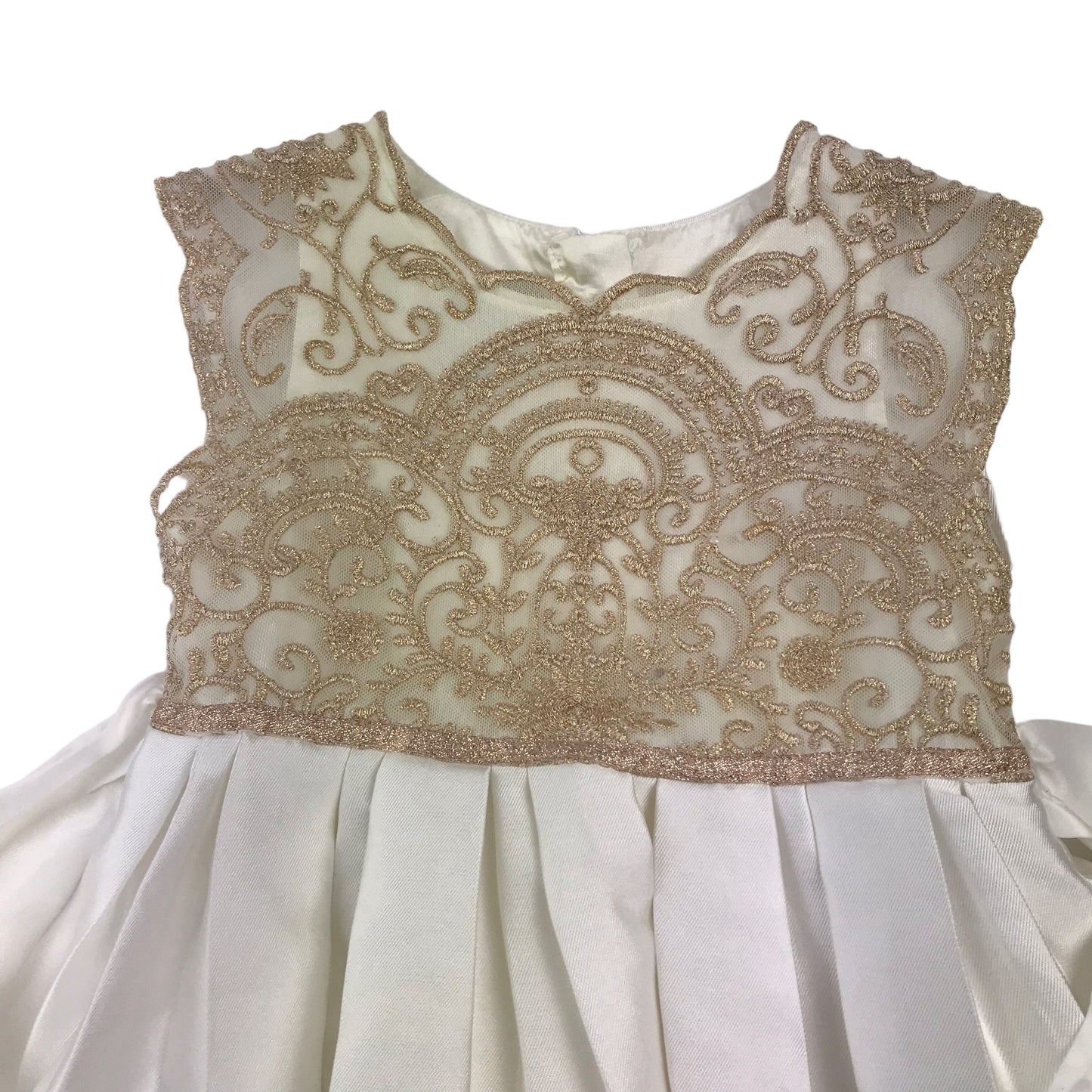 Monsoon White and Golden Lace Detailing Flared Dress Age 4