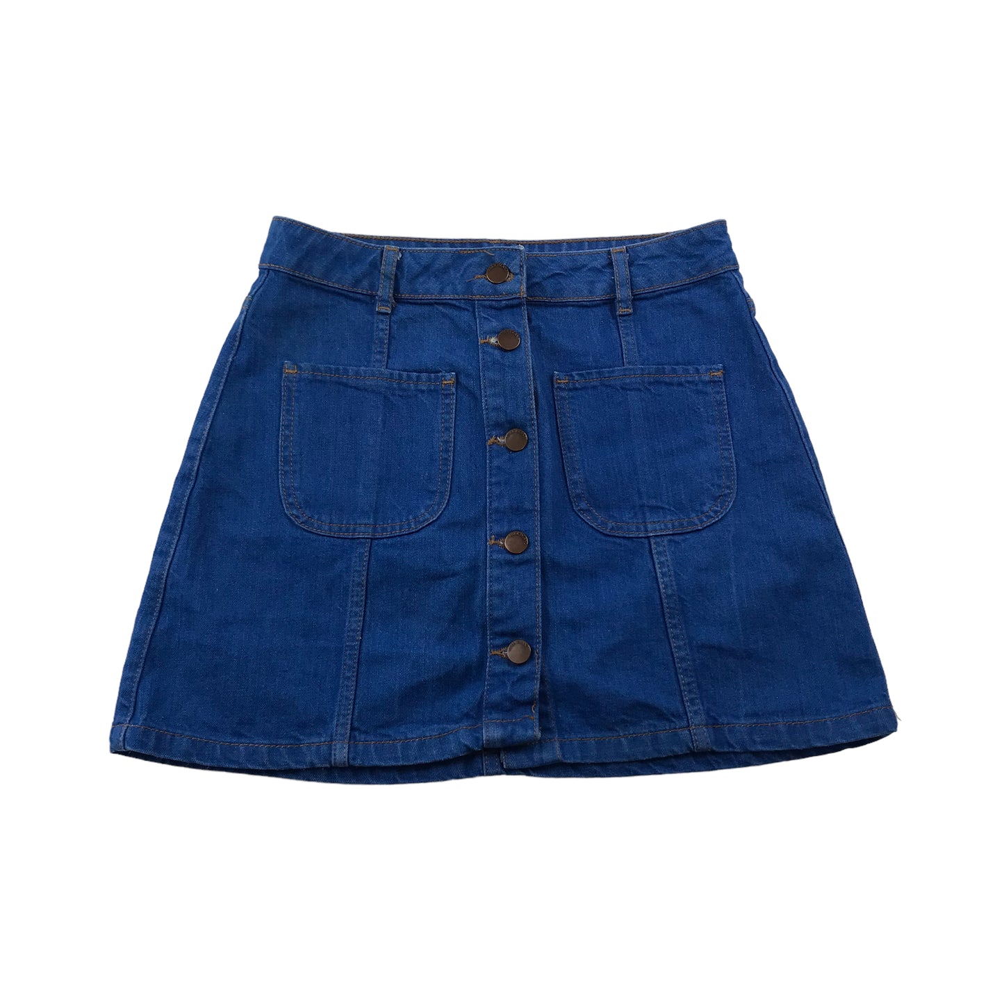 River Island Blue Buttoned A-line Denim Skirt Women Size 10