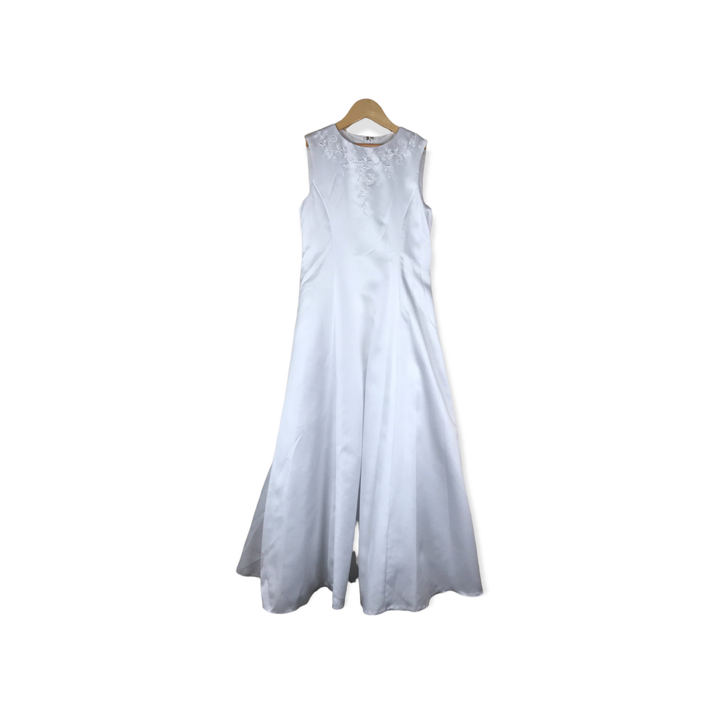 Little People White Embroidery Detailed Formal Dress Age 10