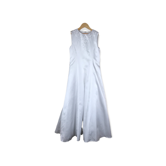 Little People White Embroidery Detailed Formal Dress Age 10