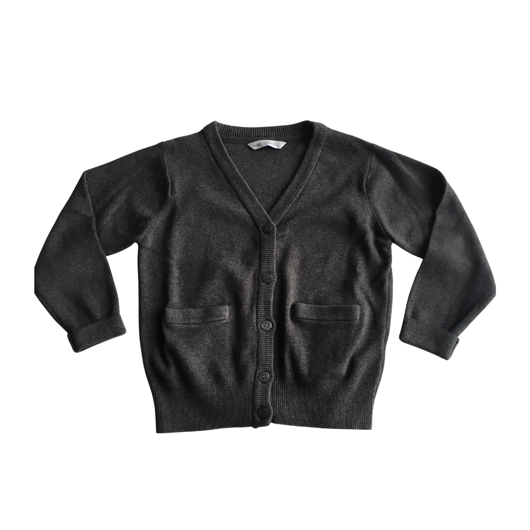 Dark Grey School Cardigan with Pockets