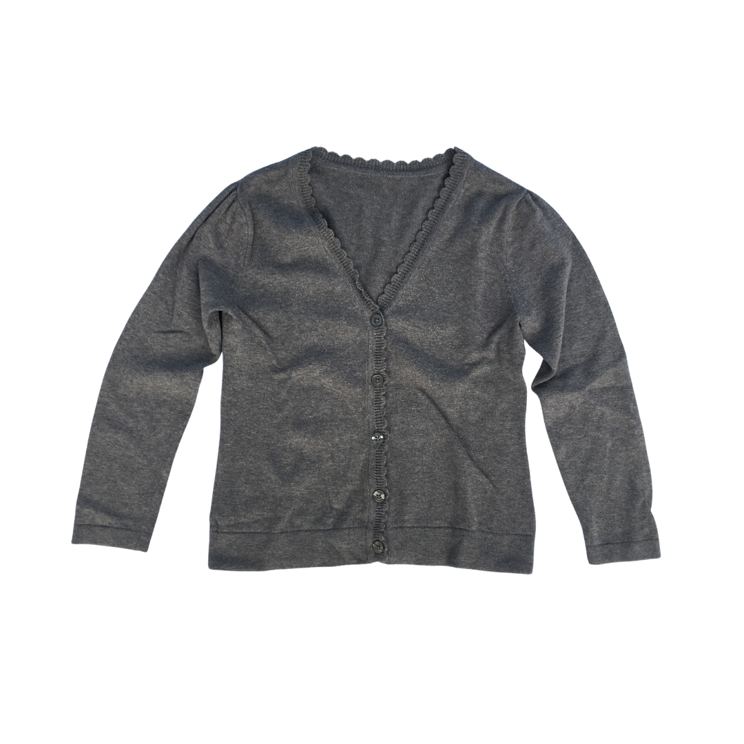Light grey scallop neck school cardigan