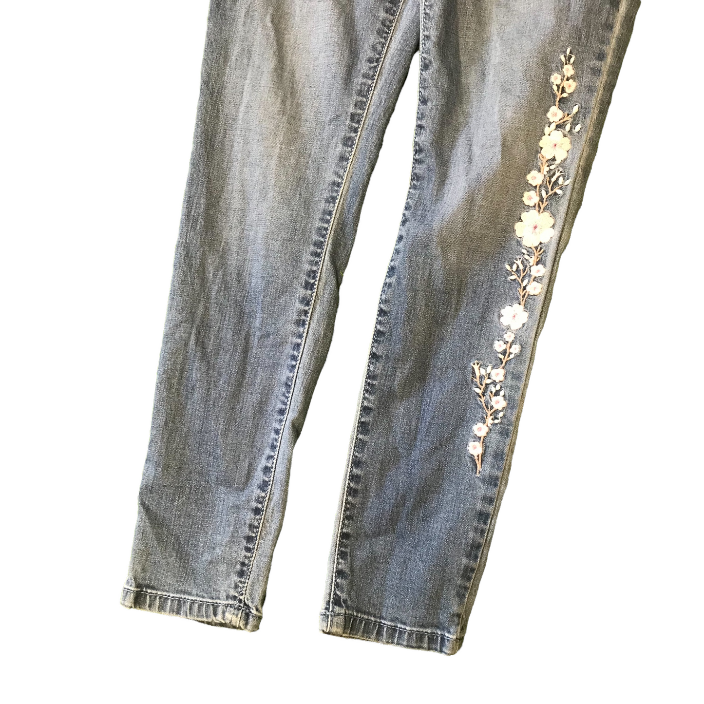 F&F Light Blue Floral Embroidery Stretchy Skinny Jeans Age 9