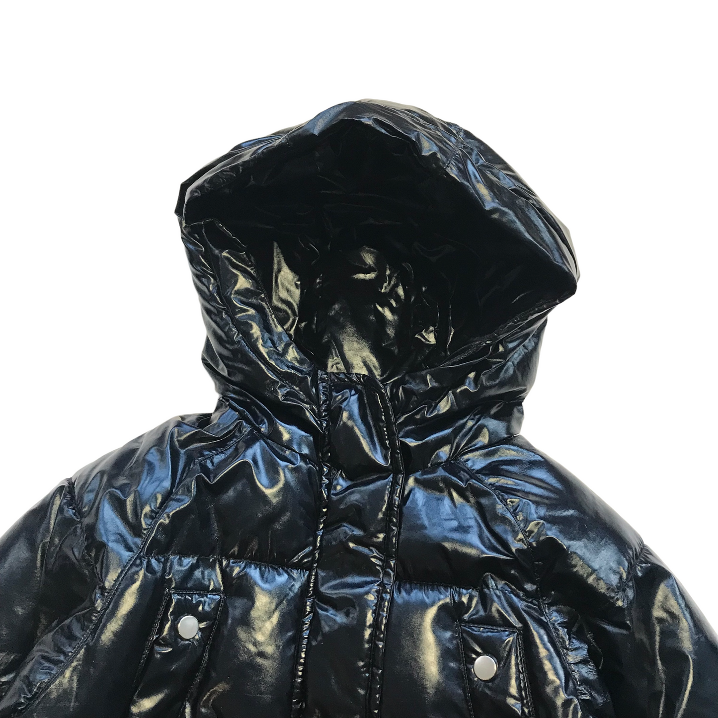 Zara Shiny Dark Navy Blue Puffer Parka Jacket Age 6