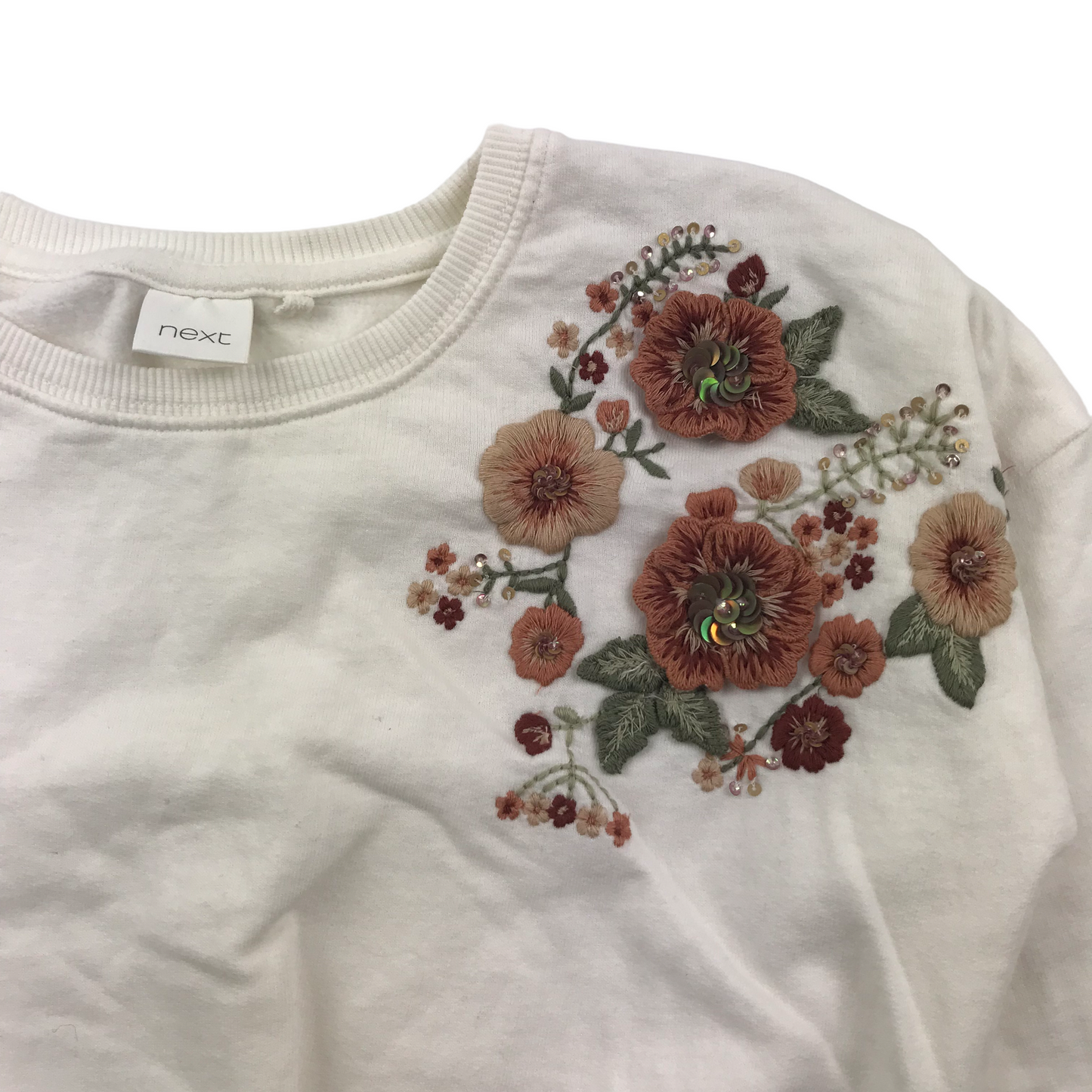 Next White Floral Embroidery Sweater Jumper Age 6