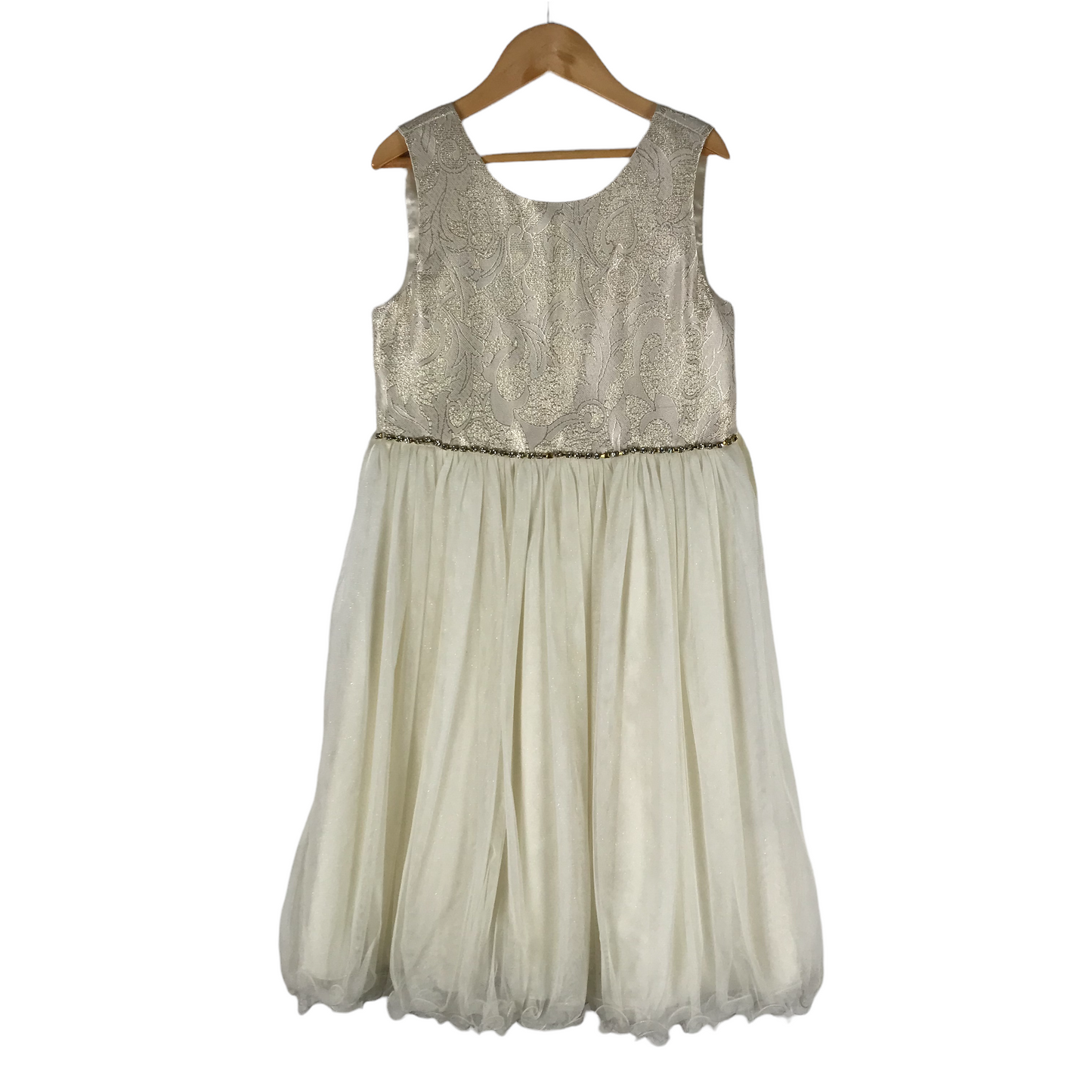 American Princess Natural White and Gold Formal Dress Age 7