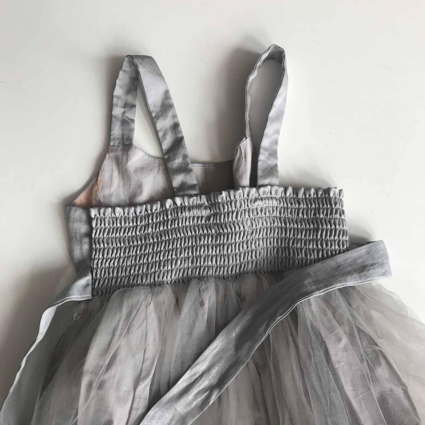 Dress - Silver with Tulle Top Layer - Age 6