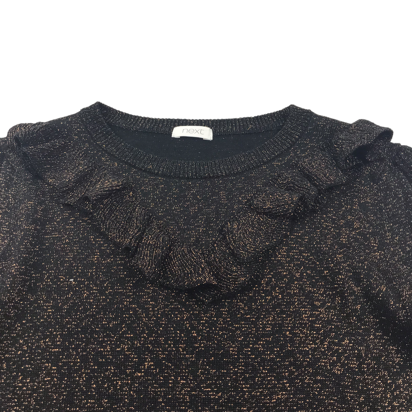 Next Black Sparkly Knitted Jumper with Frill Detail Age 7
