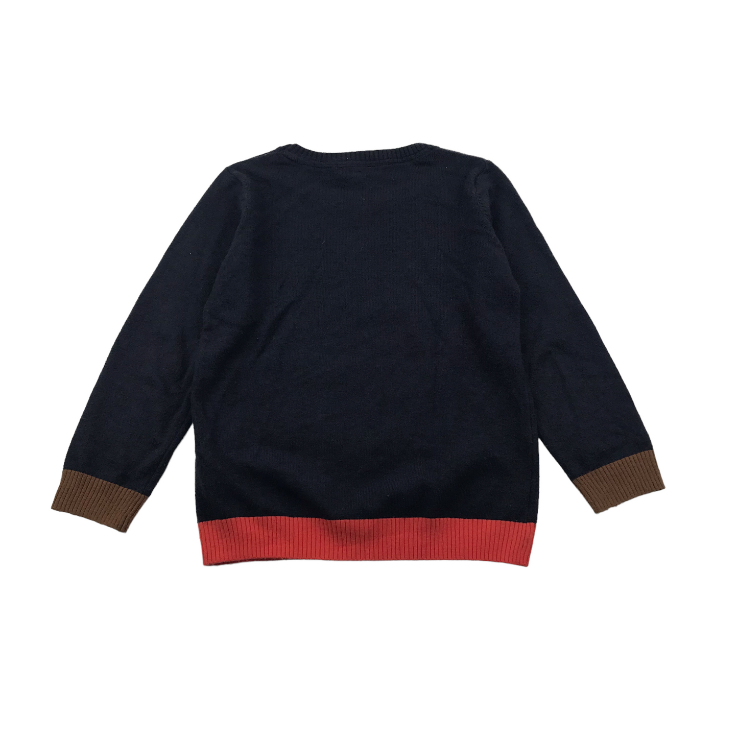 M&S Navy Blue Dog with a Bowler Hat Jumper Age 5