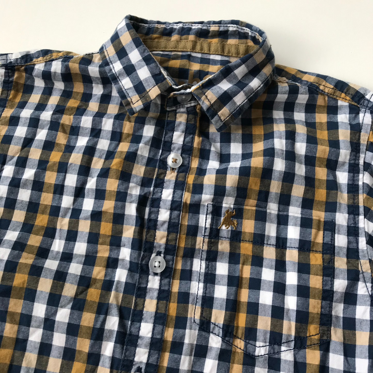 Shirt - Navy & Mustard Check - Age 8
