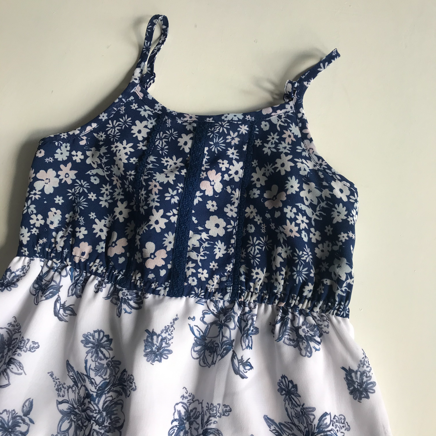 Dress - Blue & White Floral Maxi - Age 6