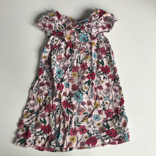 Dress - Floral Red & Blue - Age 5