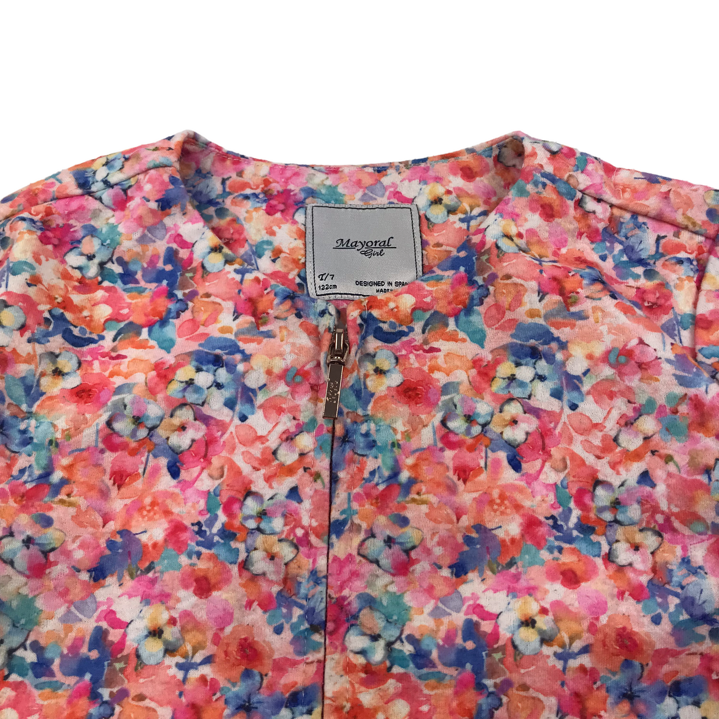 Mayoral Pink Floral Zip Sweater Age 7