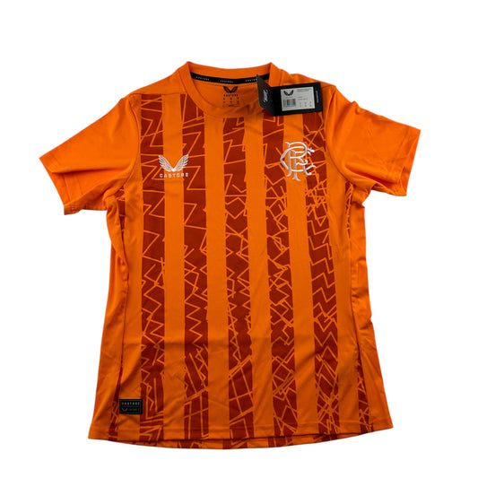 Castore Rangers FC UK 12 Womens Home Goal Keepers Short Sleeved Shirt Orange
