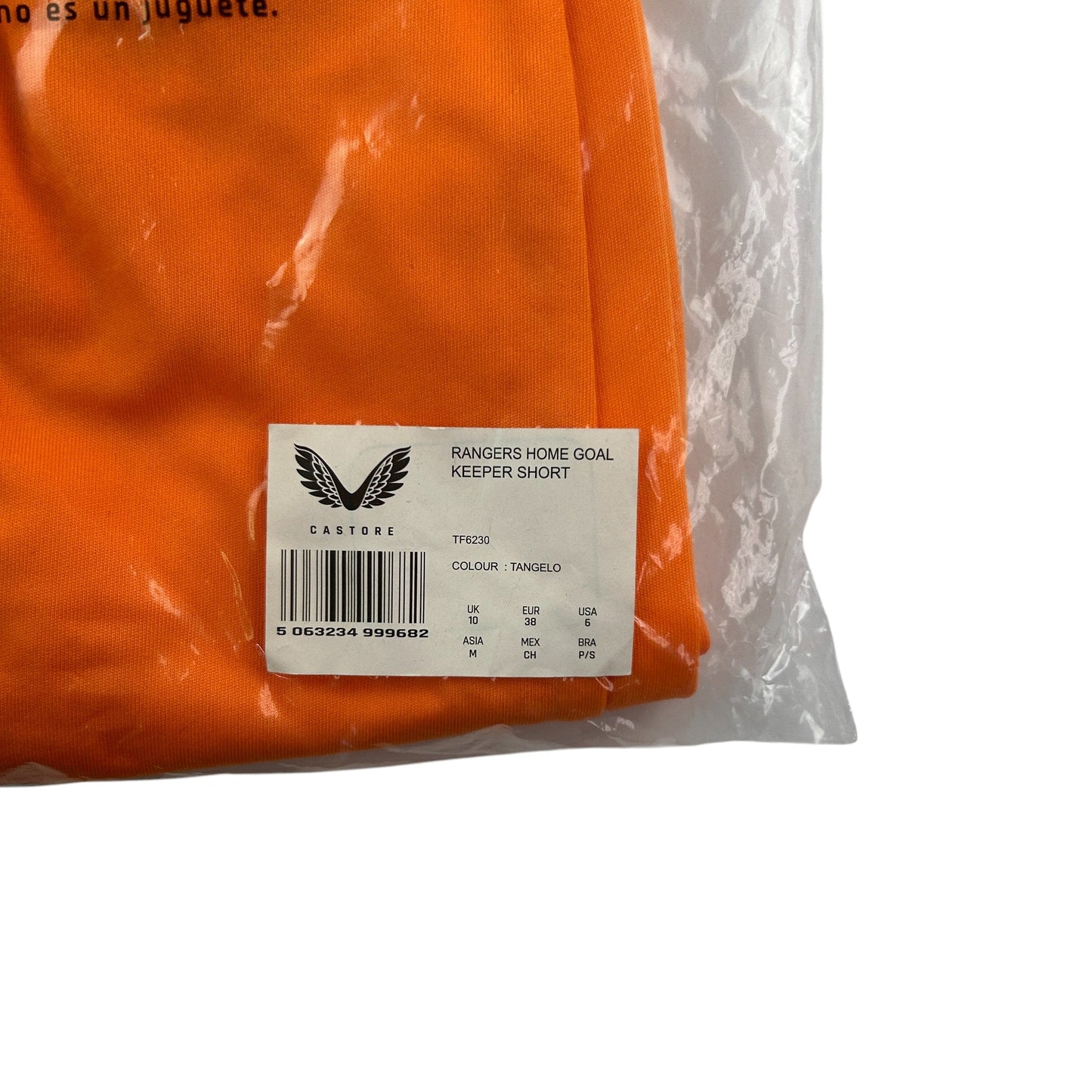 Castore Rangers FC goalkeeper shorts women multiple sizes orange