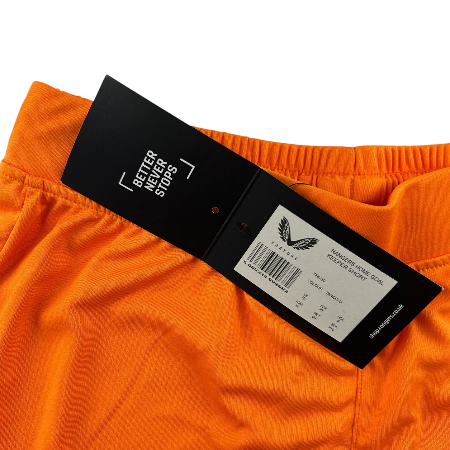 Castore Rangers FC goalkeeper shorts women multiple sizes orange
