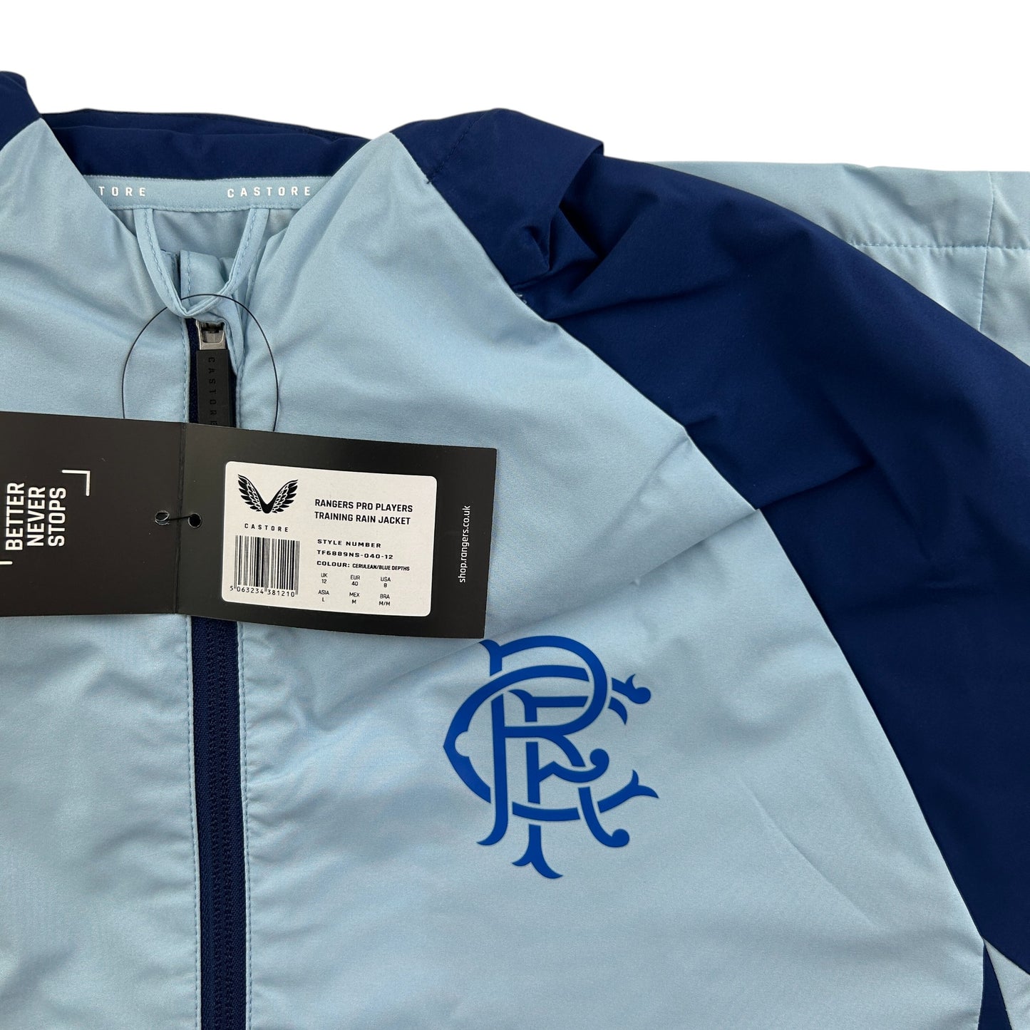 Castore Rangers FC Pro Players Training Rain Jacket - Light Blue