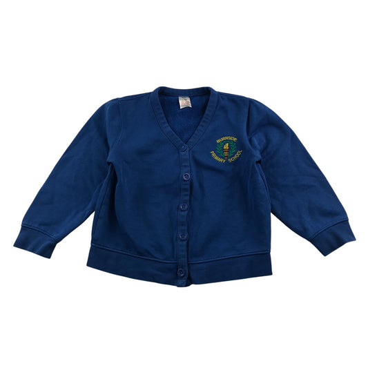 Burnside Primary Navy Blue Cardigan Jersey Material