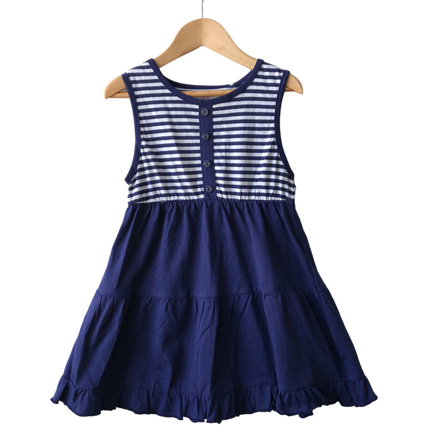 Tu Navy and White Stripy Cotton Dress Age 5-6