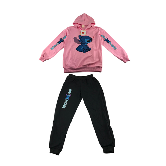 Lilo & Stitch hoodie and joggers set 9-10 years black and pink