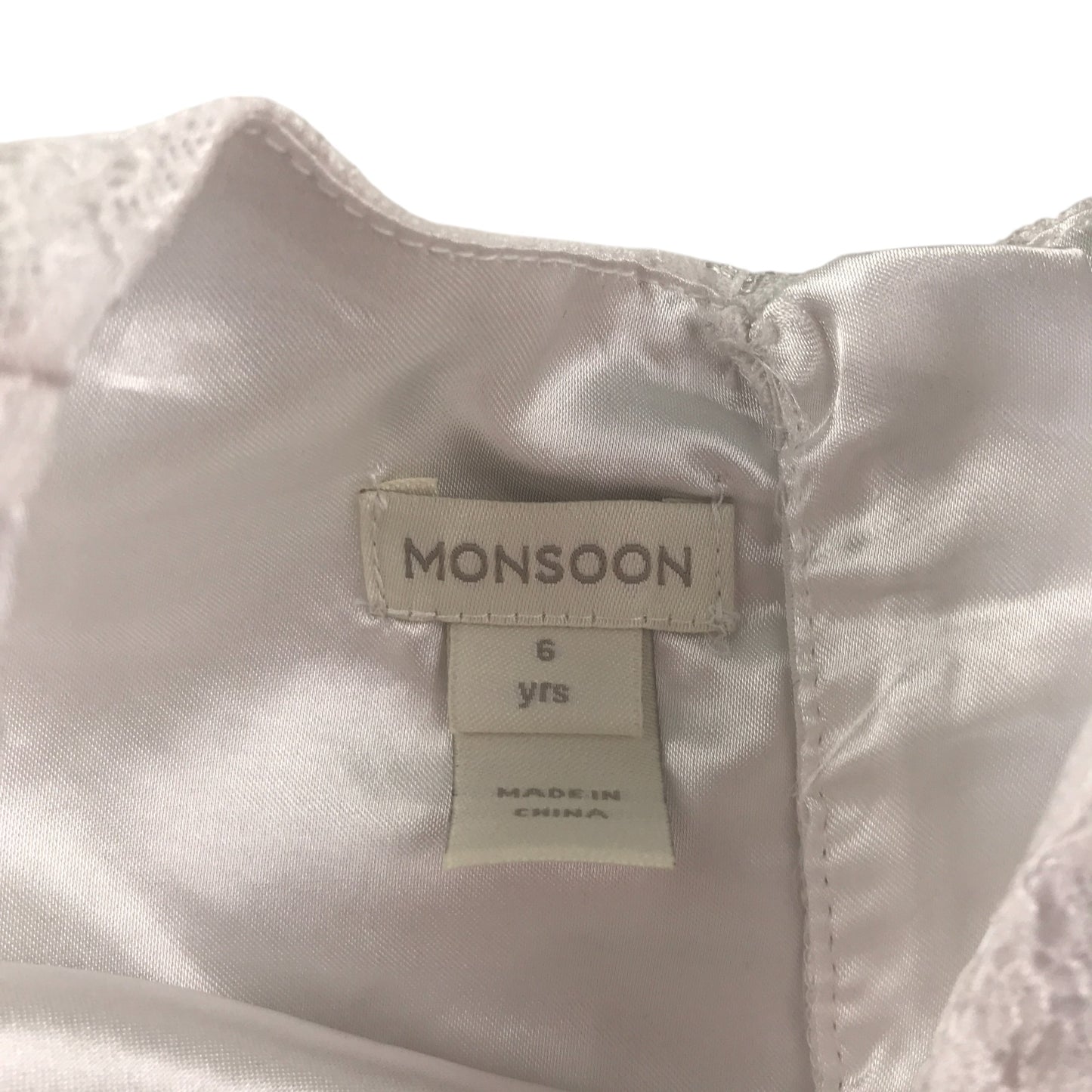 Monsoon dress 5-6 years white lace layered and sage green frilled party outfit