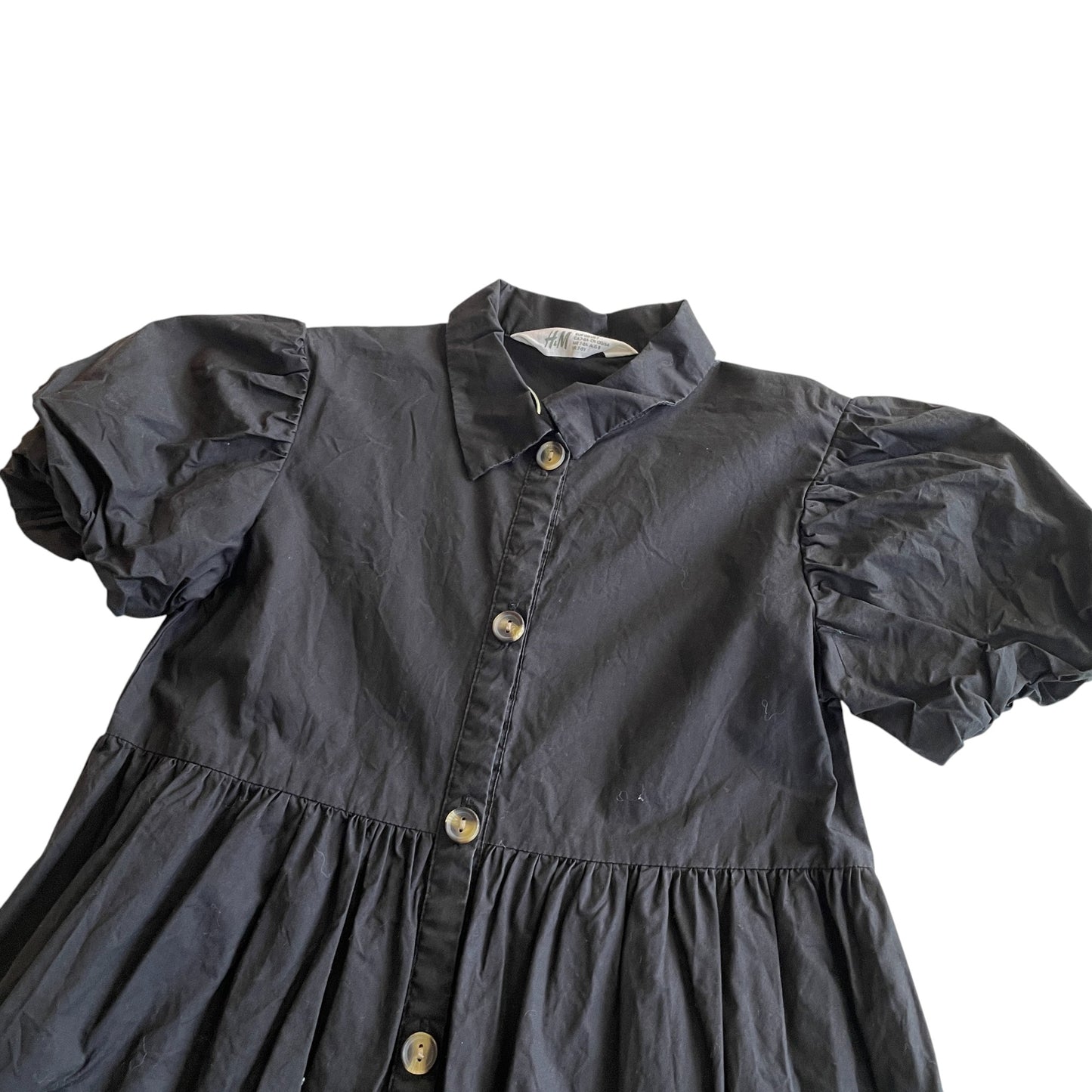 H&M dress 7-8 years black flared shirt collars button up cotton