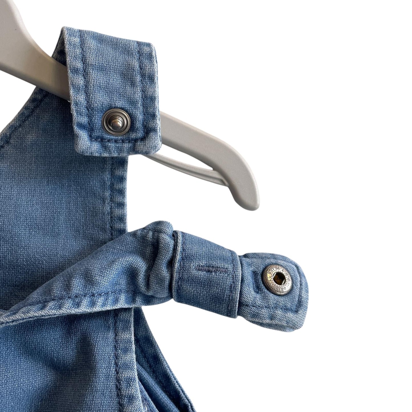 Nutmeg dress 8-9 years blue denim pinafore style with rainbow pocket
