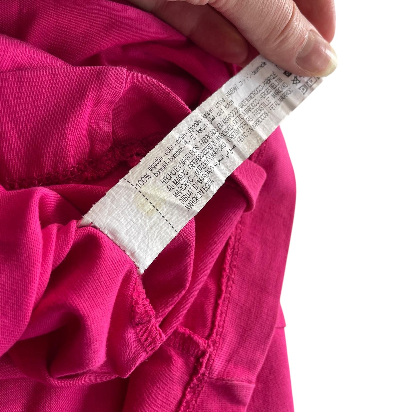 Zara dress 6-7 years fuchsia pink jersey t-shirt style with frill detailing cotton