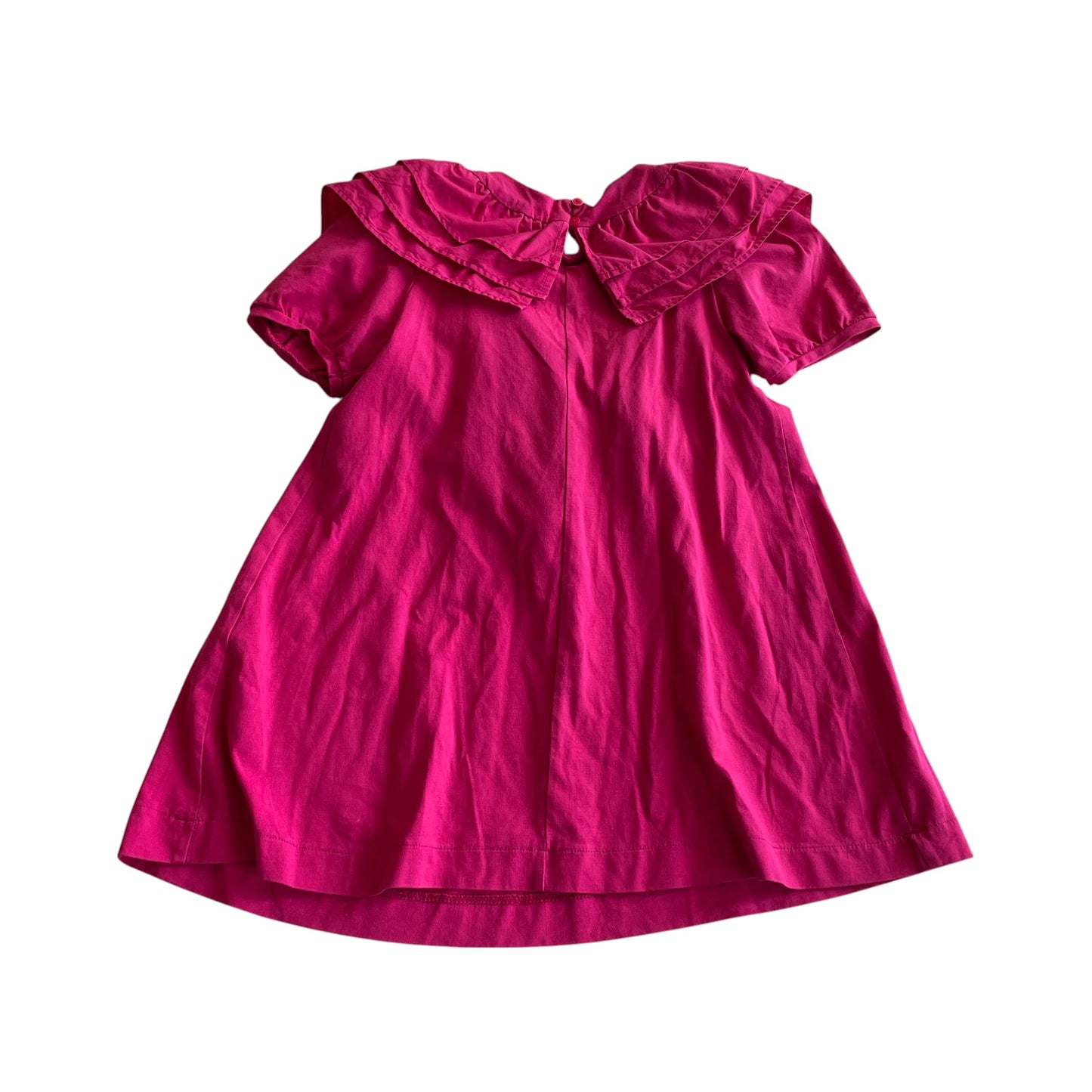 Zara dress 6-7 years fuchsia pink jersey t-shirt style with frill detailing cotton