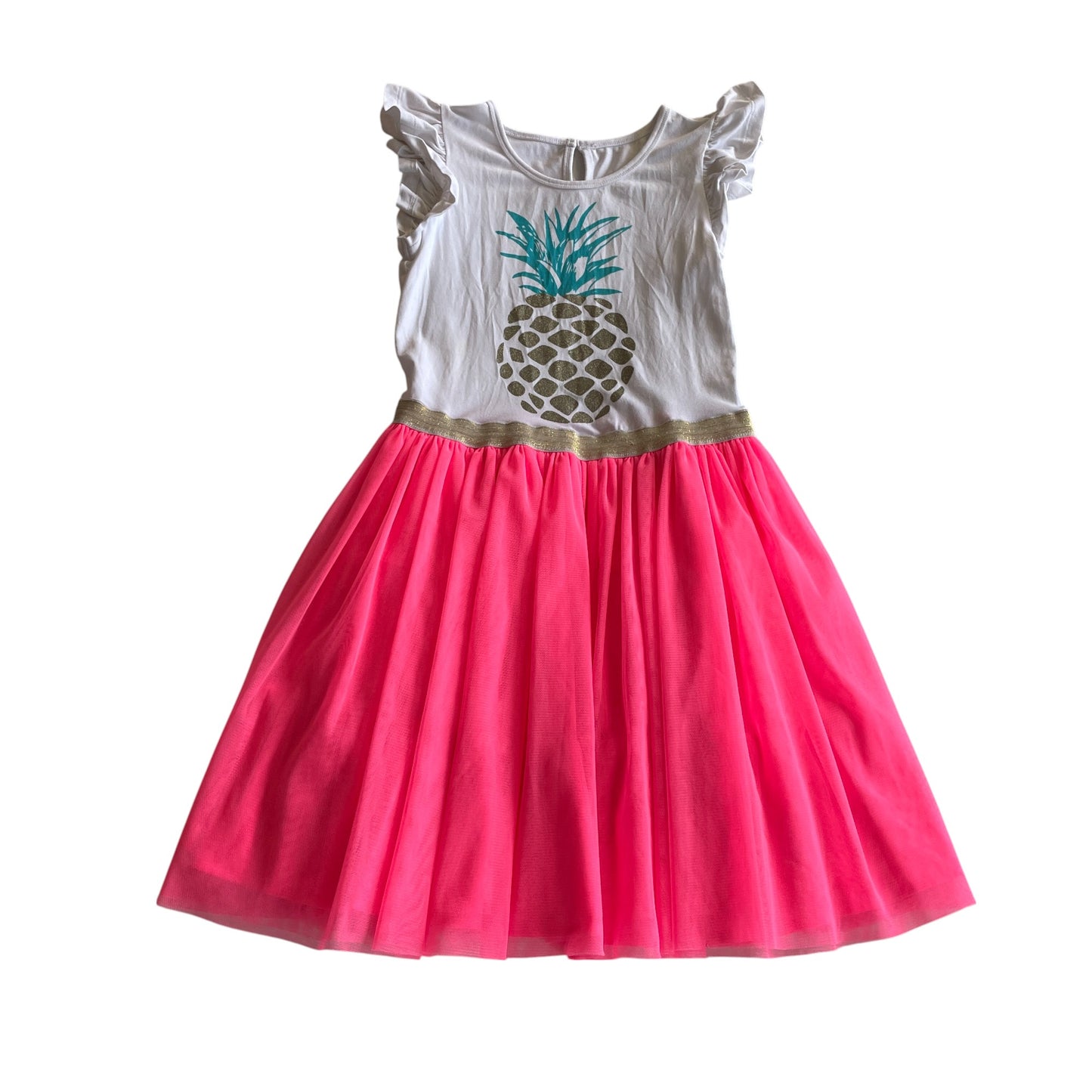 Mothercare dress 8-9 years white pineapple with pink mesh skirt