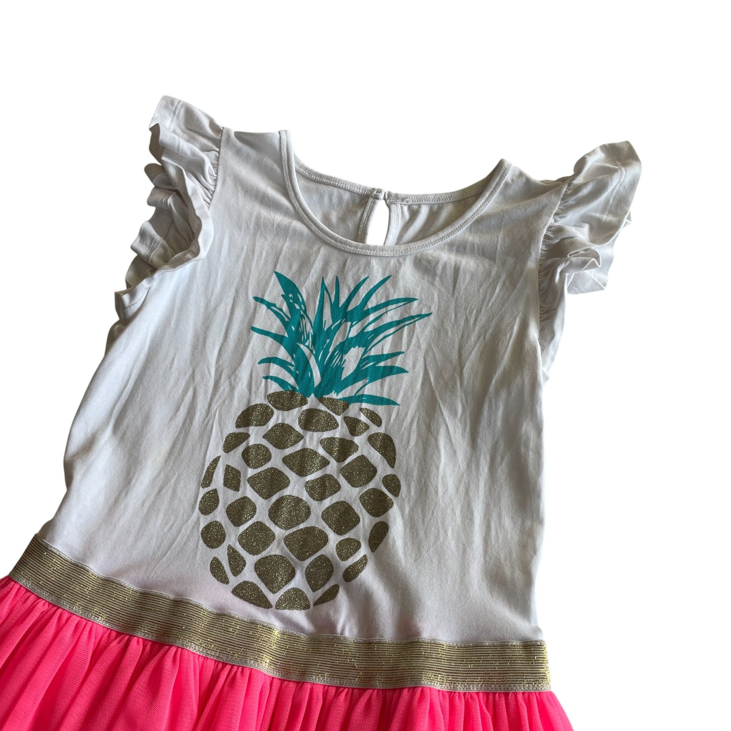 Mothercare dress 8-9 years white pineapple with pink mesh skirt
