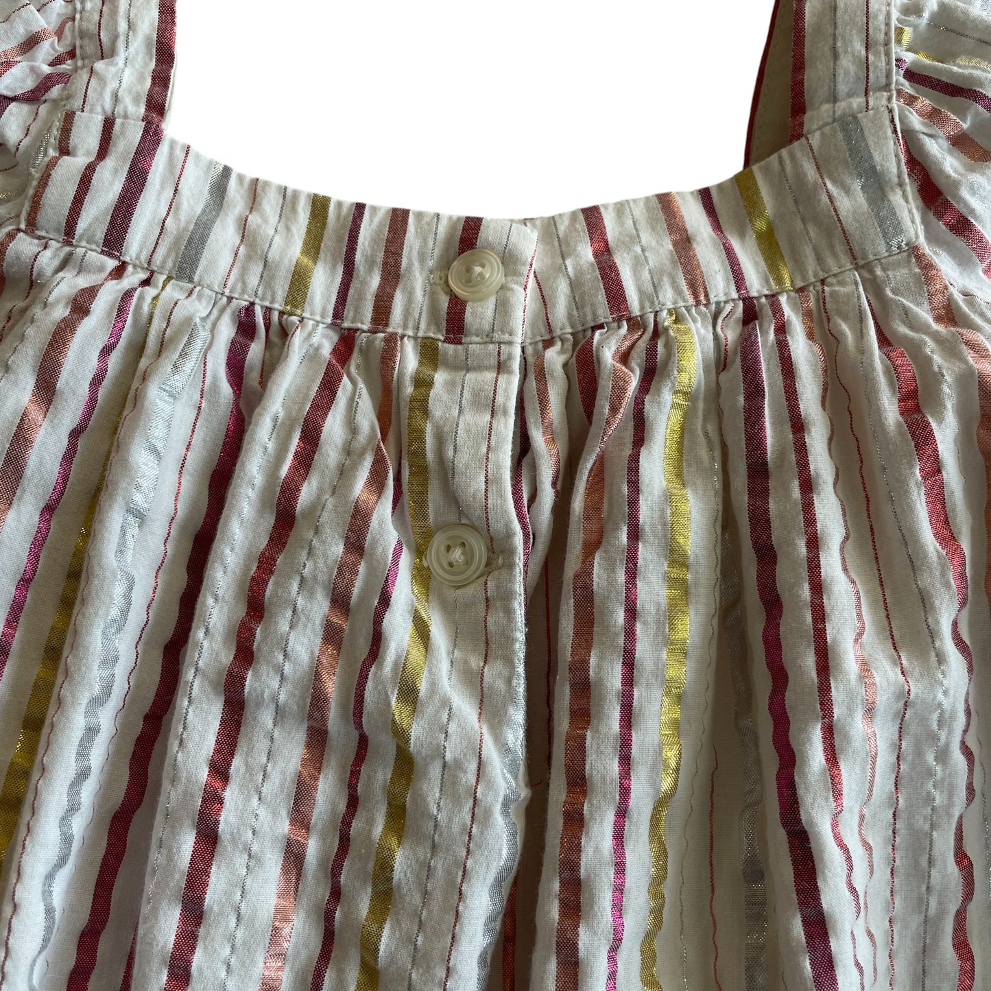 GAP dress 5-6 years white with metallic stripes square neckline cotton