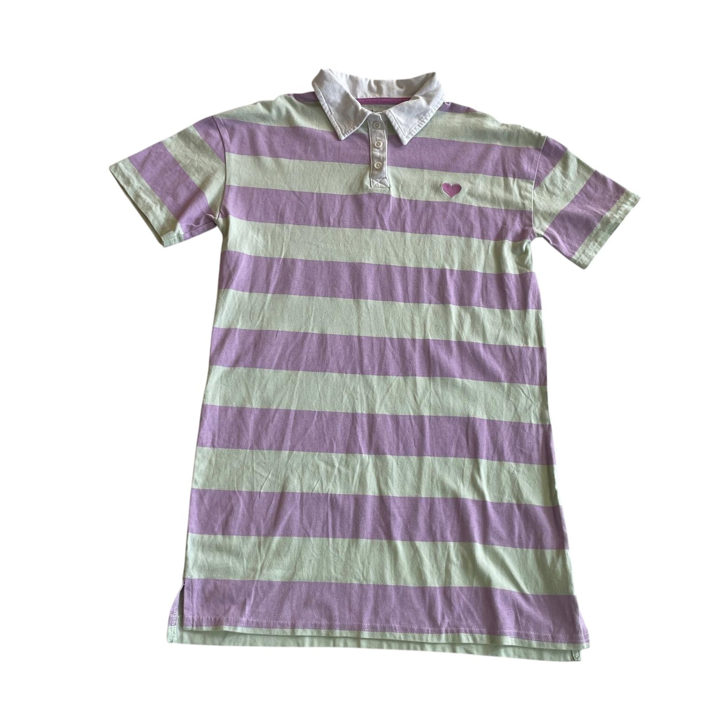 Nutmeg dress 9-10 years lilac and green stripy polo shirt cotton