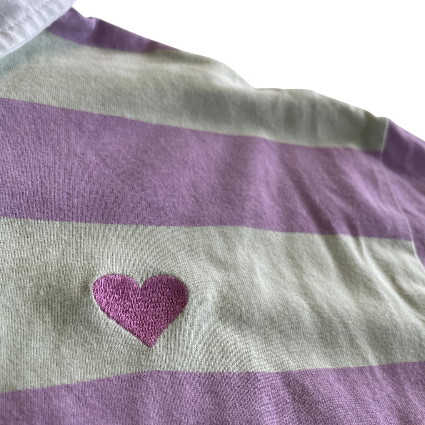 Nutmeg dress 9-10 years lilac and green stripy polo shirt cotton