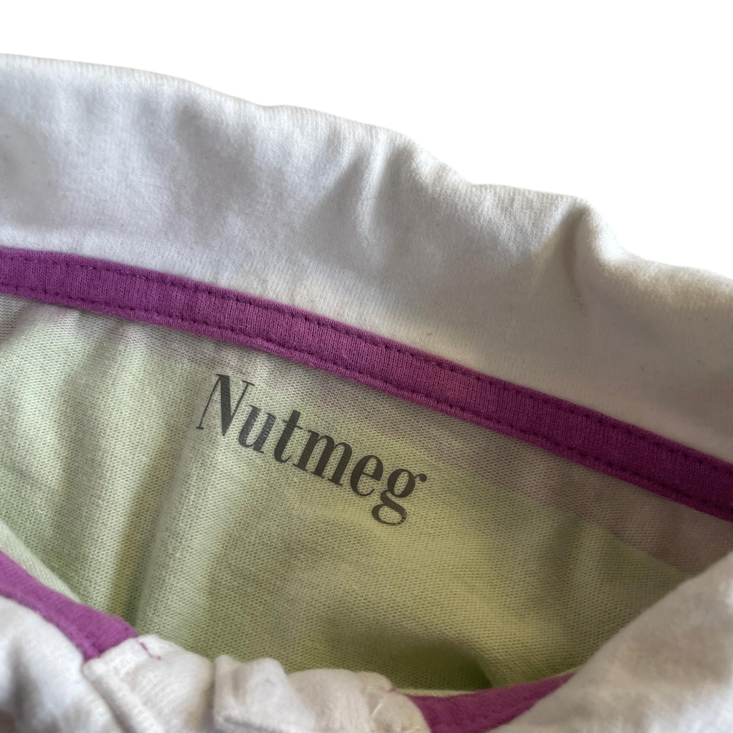 Nutmeg dress 9-10 years lilac and green stripy polo shirt cotton