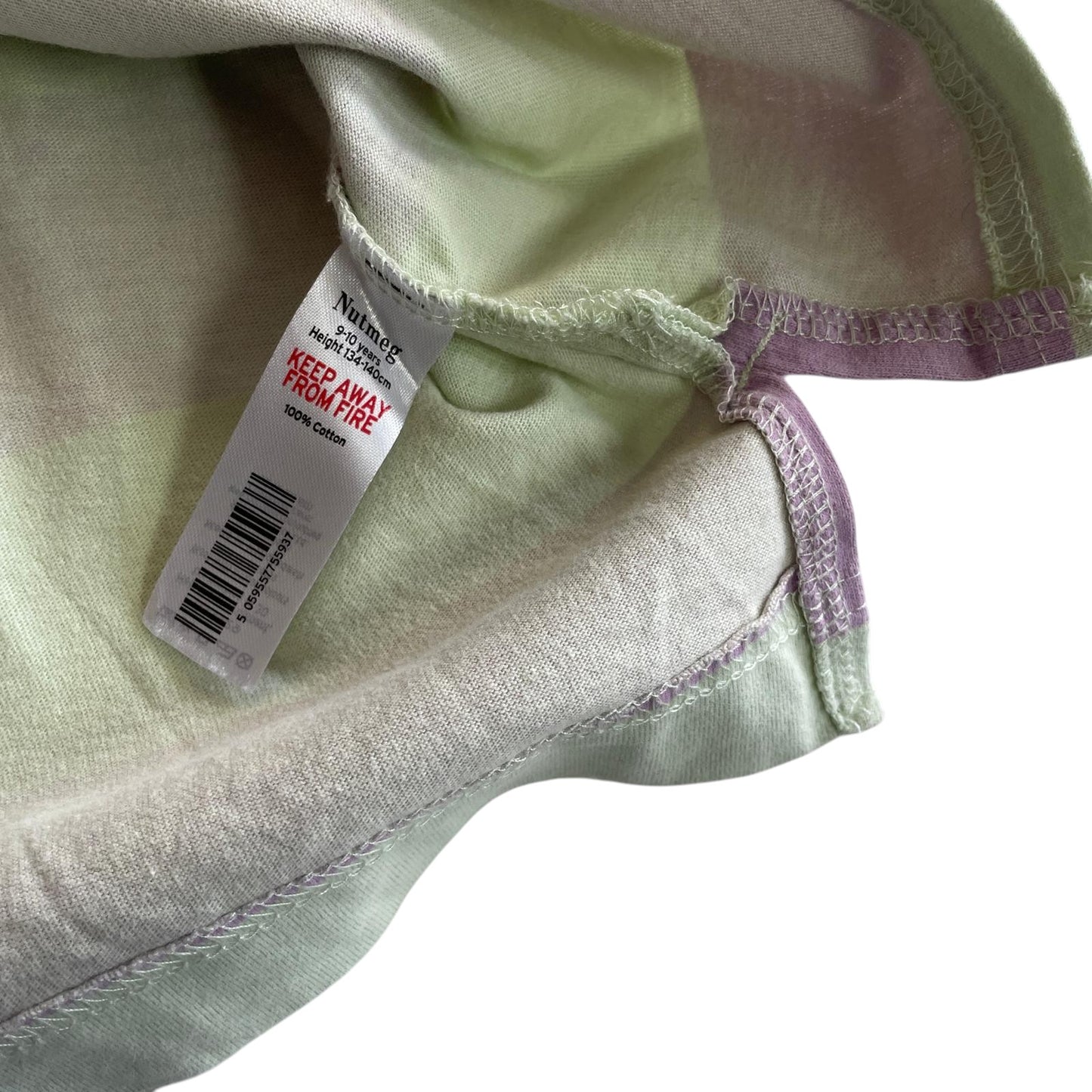 Nutmeg dress 9-10 years lilac and green stripy polo shirt cotton