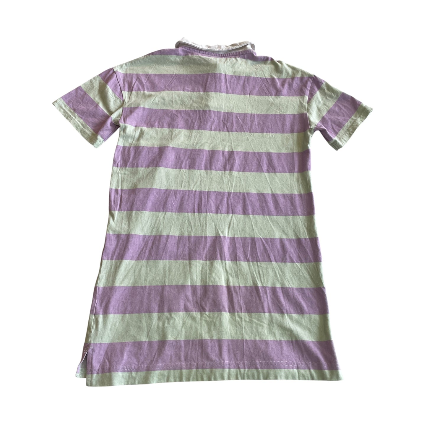 Nutmeg dress 9-10 years lilac and green stripy polo shirt cotton