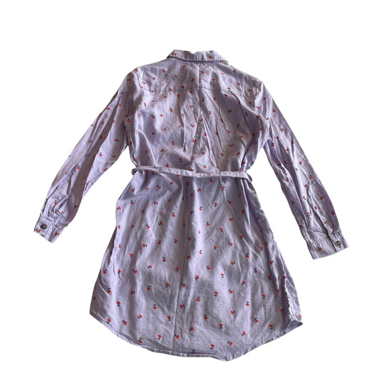 H&M dress 9-10 years lilac floral shirt dress with canvas belt cotton