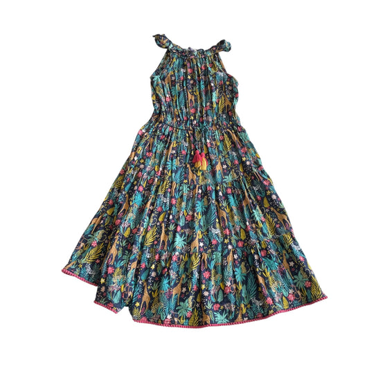 Fatface dress 9-10 years green and multicolour flowers and animals maxi