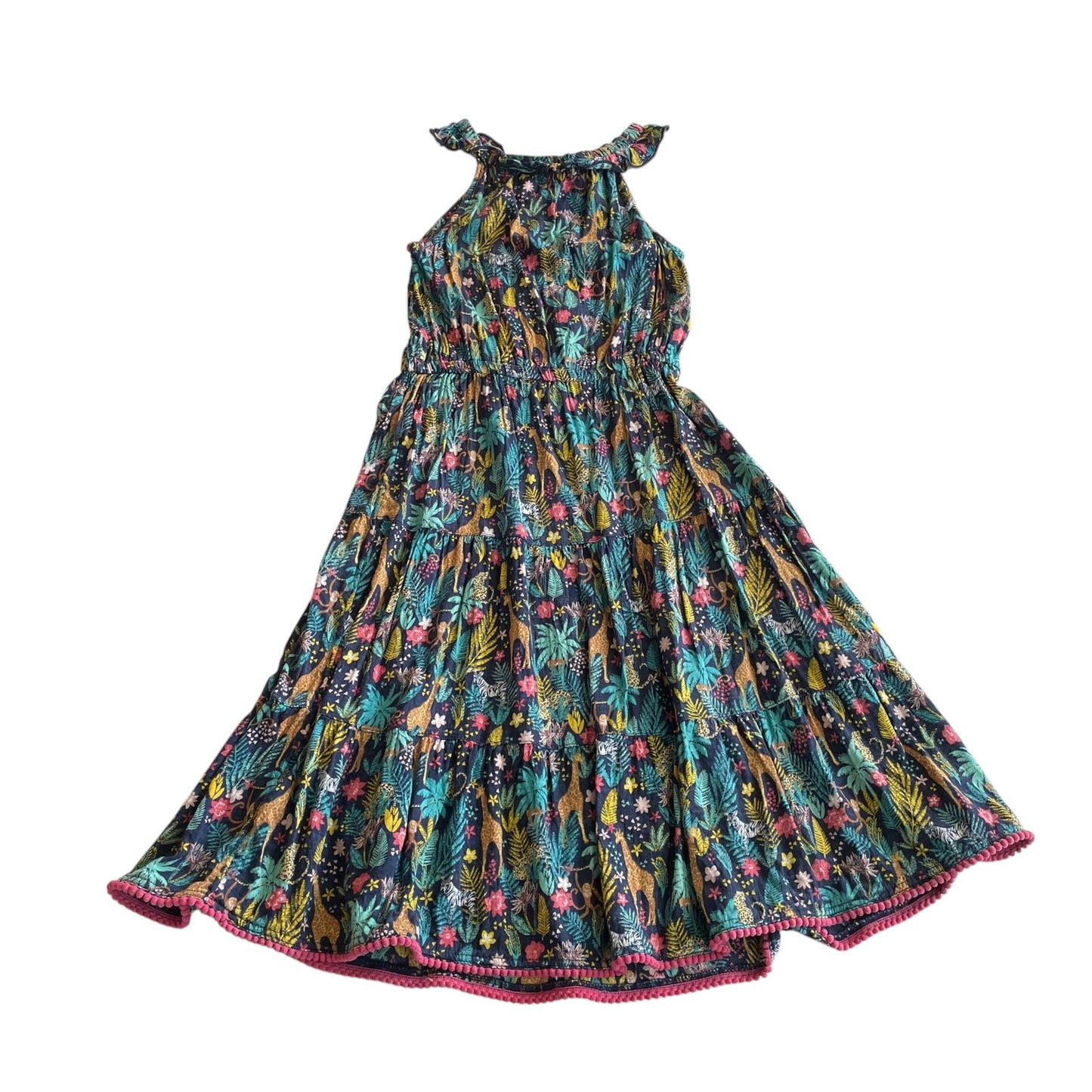 Fatface dress 9-10 years green and multicolour flowers and animals maxi