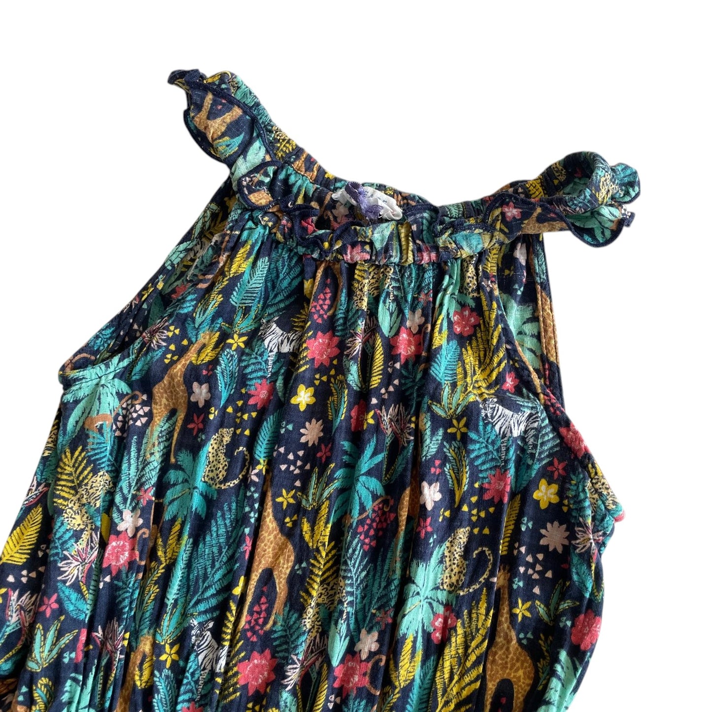 Fatface dress 9-10 years green and multicolour flowers and animals maxi
