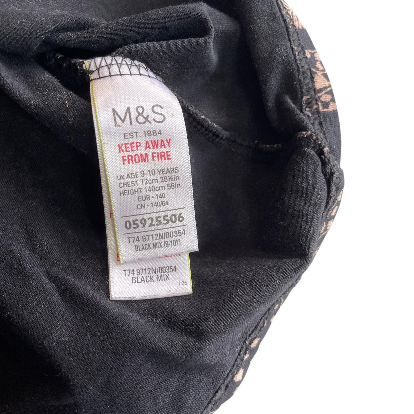 M&S dress 9-10 years black giraffe print sleeveless