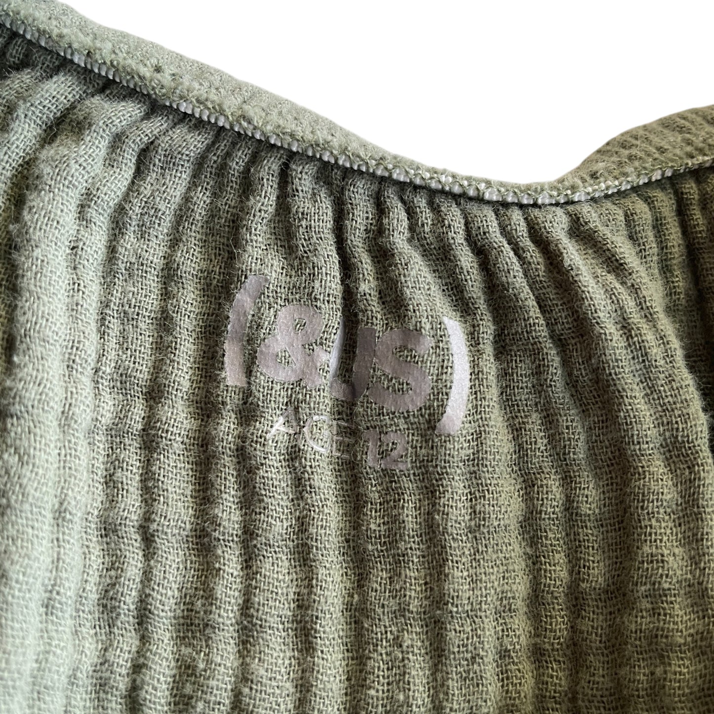 &US dress 11-12 years khaki green tiered cotton