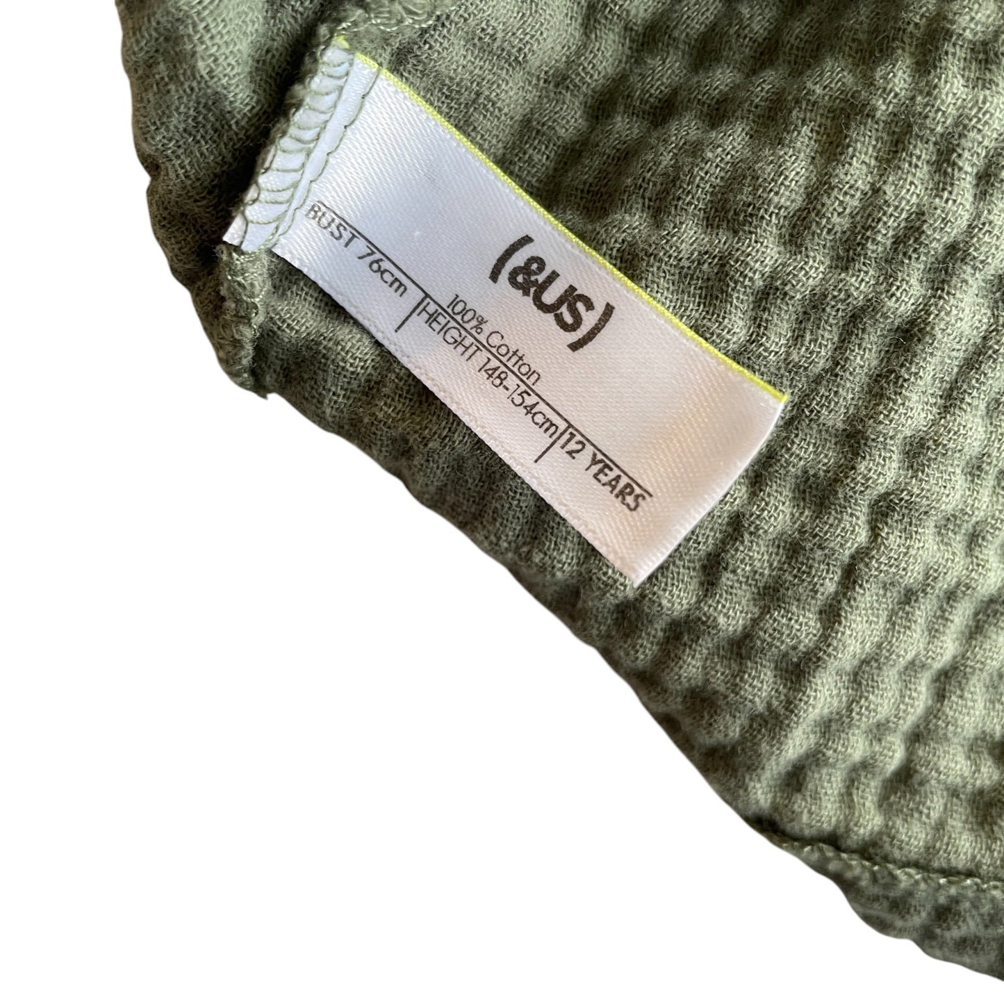 &US dress 11-12 years khaki green tiered cotton